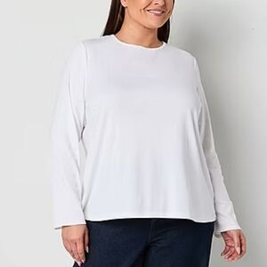 Liz Claiborne Crewneck Long Sleeve Tee NWOT 4X White